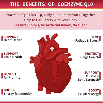 ZEBORA CoQ10-300mg-Softgels with PQQ, BioPerine & Omega-3, 120 120 Servings Q10 (Ubiquinone)