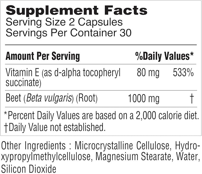 Beet Root 1000mg Capsules with Vitamin 60 Caps,