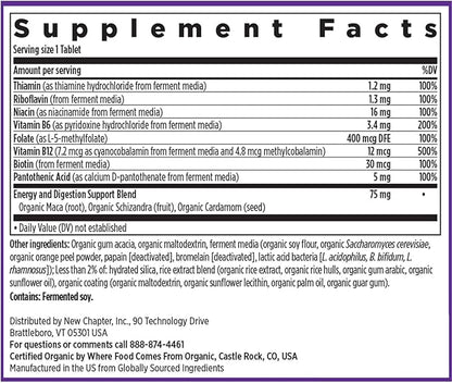 New Chapter Vitamin B Complex, Fermented 100% Vegan, 60 Count