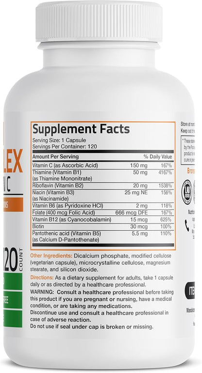 Bronson Vitamin B Complex with Vitamin C 120 Vegetarian