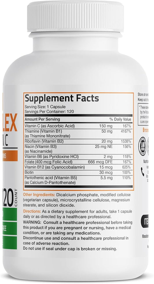 Bronson Vitamin B Complex with Vitamin C 120 Vegetarian