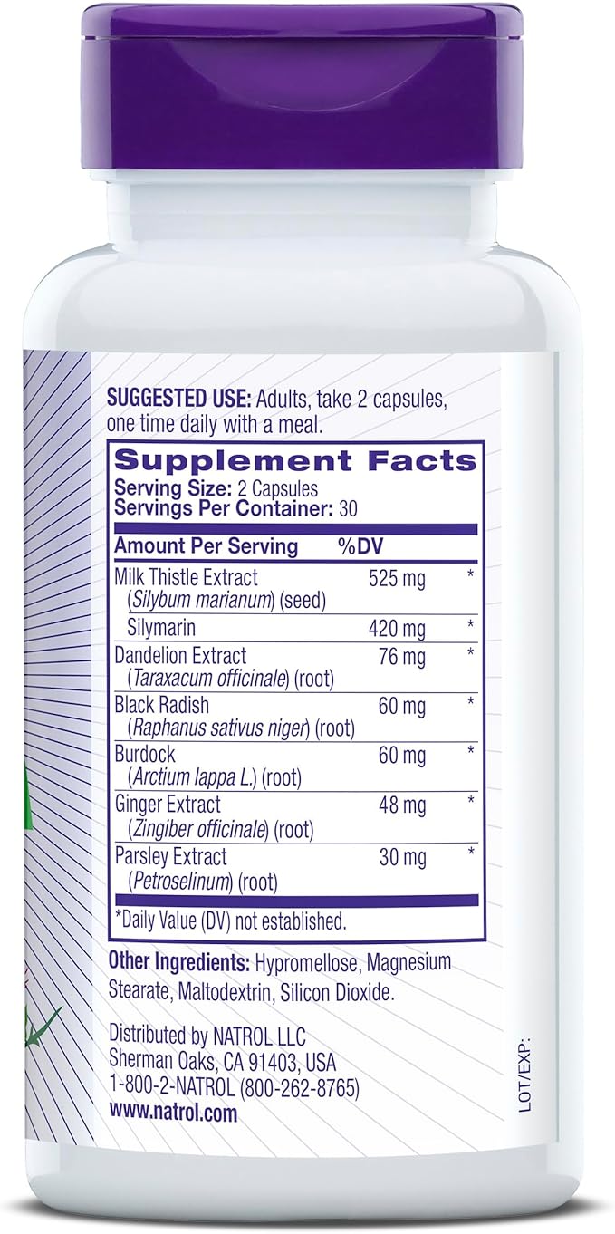 Natrol Milk Thistle 525 mg per 60 Capsules, 30 Day