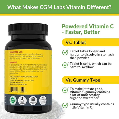 Non Acidic Vitamin C Dietary Supplement 1500mg with 100 Caps