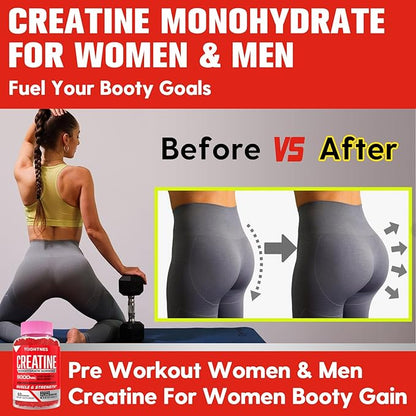 Creatine Monohydrate Gummies for Men & Women - 5000mg Creatine Pre-Workout Gummies with Taurine & Vitamin B6 B12 for Maximum Strength, Muscle, Energy, Endurance & Focus, Organic,Vegan-600 Count