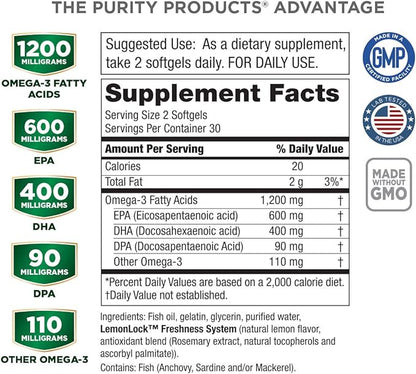 Purity Products - Ultra Pure Omega 3 ,60 ,60 softgels
