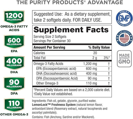 Purity Products - Ultra Pure Omega 3 ,60 ,60 softgels
