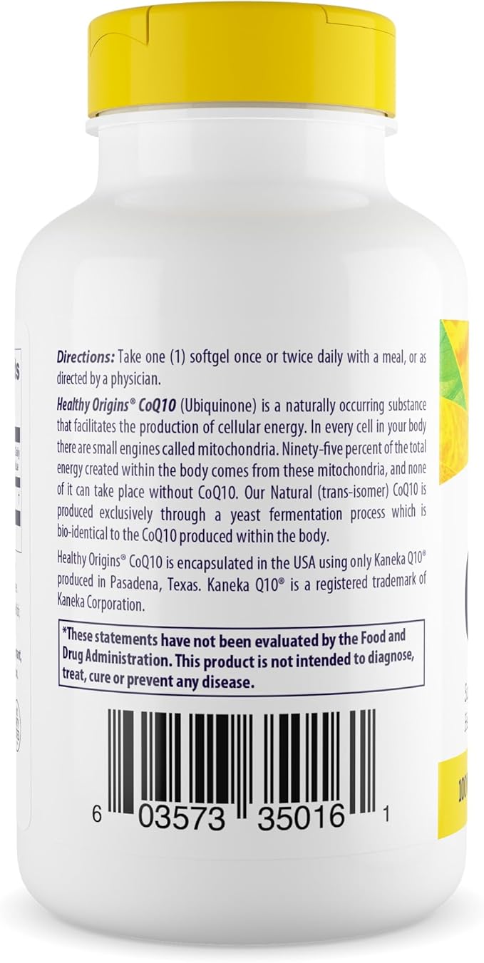 Healthy Origins Natural CoQ10 (Kaneka Q10), 100 mg 60 Softgels