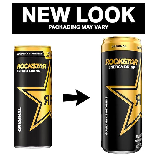 Rockstar Energy Drink, Original, 12oz Sleek Cans (Pack of 8)