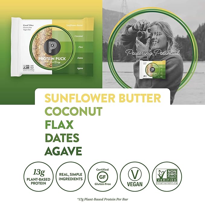 Protein Puck Plant Based Bars 13 grams 4 Count (1 Pack)