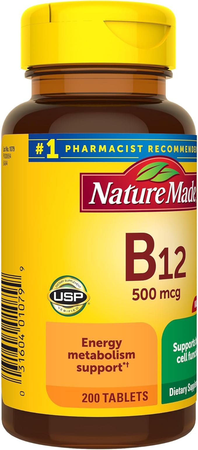 Nature Made Vitamin B12 500 mcg, 200 Tablets, 200 Day