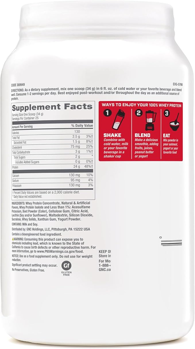 GNC Pro Performance 100% Whey Protein Powder | Supports Healthy Metabolism and Lean Muscle Recovery | Creamy Strawberry | 25 Servings