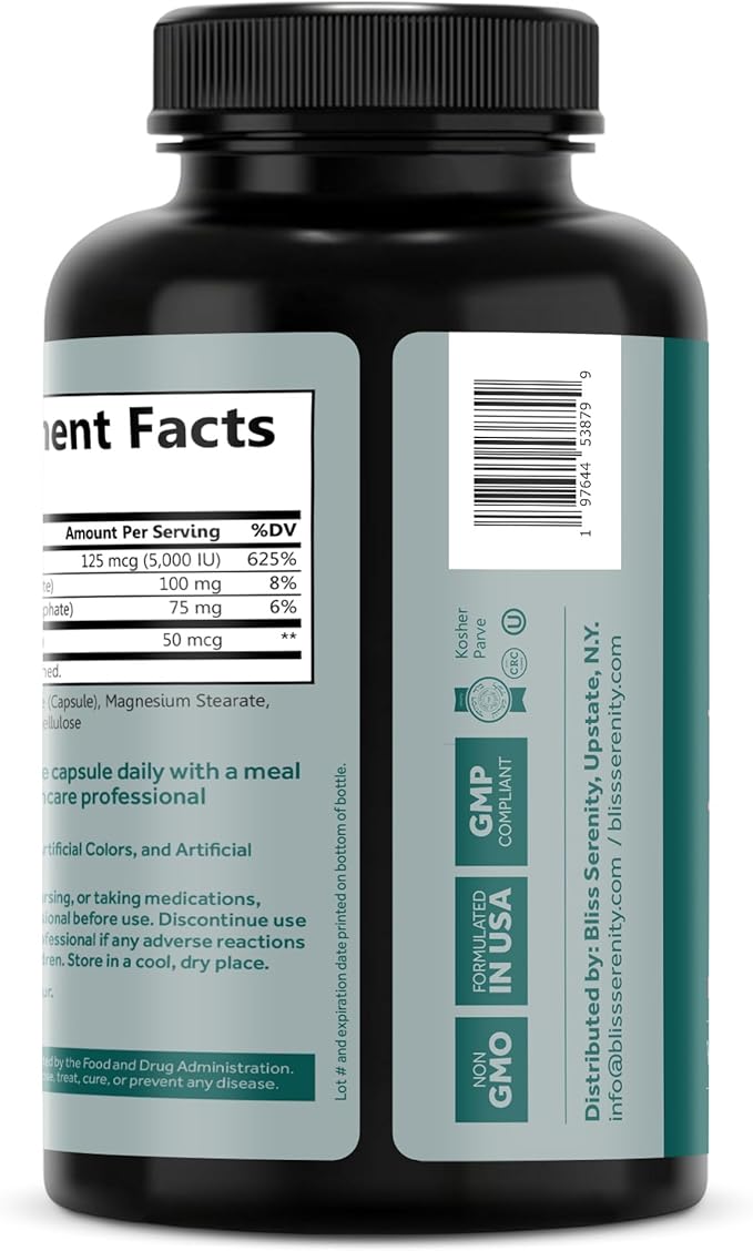 Vitamin D3 K2 D3 5000 5000 IU K2 as MK-7, Calcium, 60 Vegcaps, 60 Day