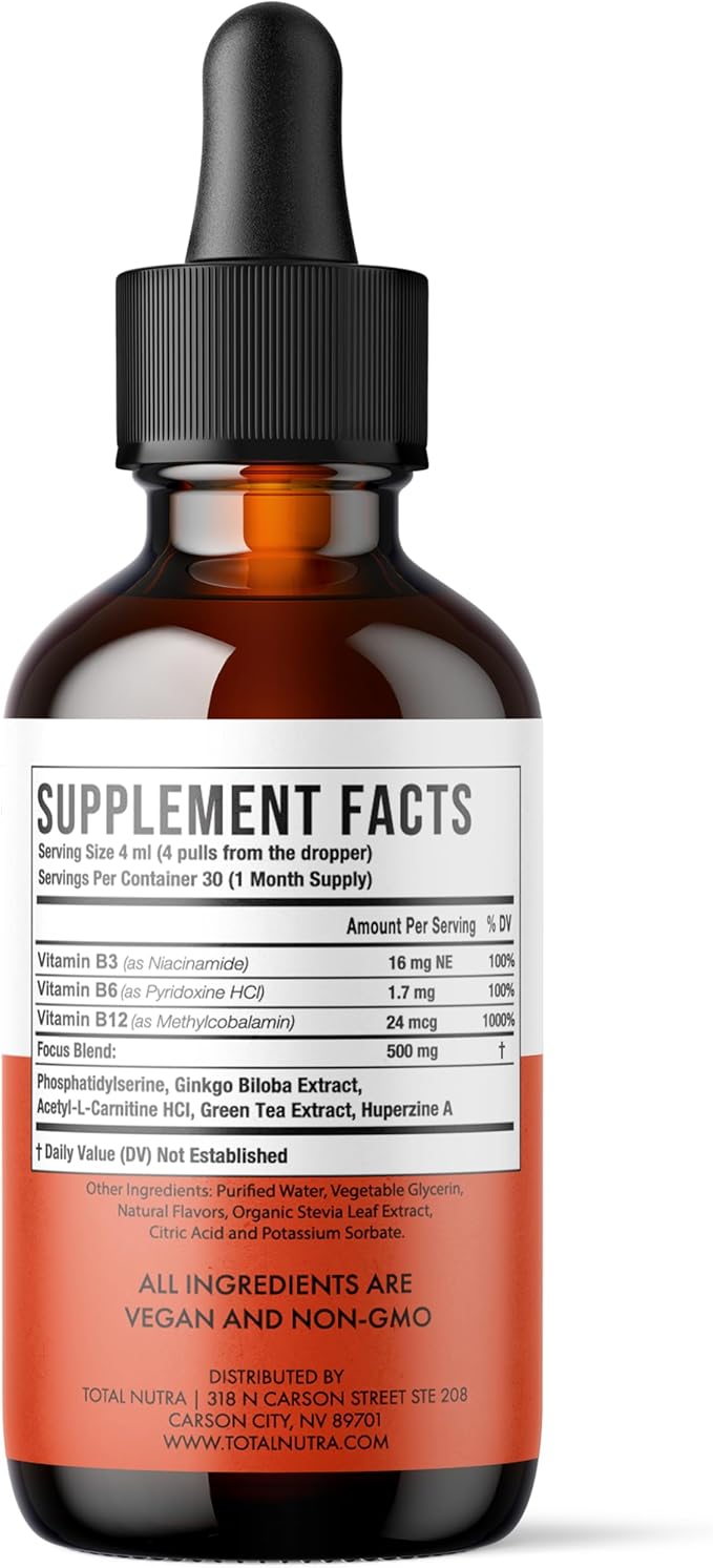 Extra Strength Liquid B12 Vitamin Drops- B12, B6, B6, B3- B3- Vegan