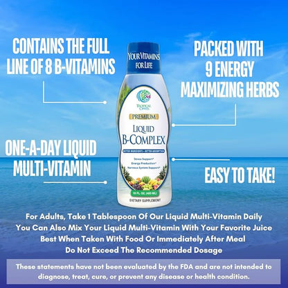 Premium Liquid B Complex Vitamin- Fast 8 B-vitamins, 16oz, 32 32 Serv
