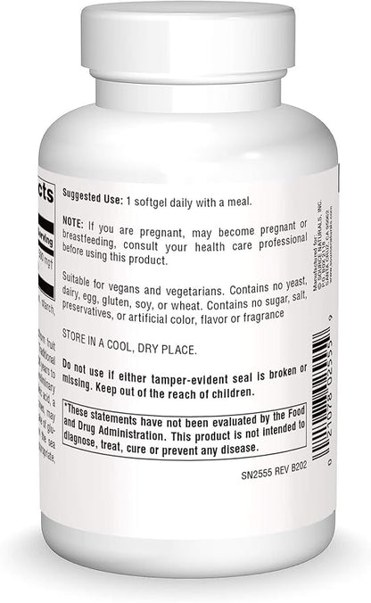 Source Naturals Omega-7 Sea Buckthorn Fruit Oil, Non-GMO, Vegan-Sourced for Health and Vitality* - 120 Vegan Softgels