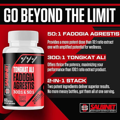 2400mg Fadogia Agrestis Tongkat Ali Supplements - Third Party Tested - 1400mg Fadogia Agrestis & 1000mg Tongkat Ali, Maximum Strength, Muscle Mass & Athletic Performance