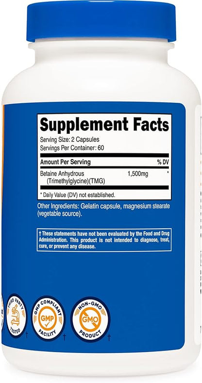 Nutricost Betaine Anhydrous Caps 1500mg, 60 (3 Bottles)