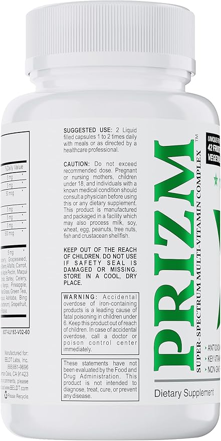 PRIZM Multivitamin for Men and Women 29 Vitamins 42 Fruits B6 B12-60 B12-60 Liquid