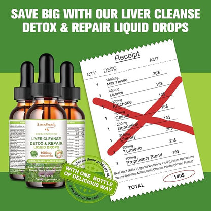 Liver Health Support Liquid-Liver Cleanse Detox 1000mg Milk 500mg Artichoke 17x Potent 1Fl Oz