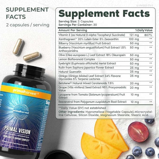 Primal Harvest Vision and Eye Support 60 Capsules