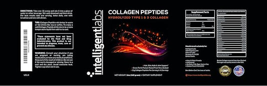 Intelligent Labs Hydrolyzed Type 1 and 3 Collagen 100% Cruelty-Free 11g per 41 Servings
