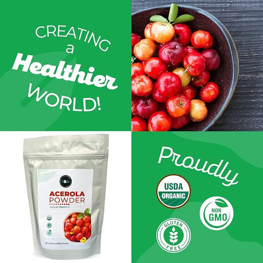 f&b superfoods Pure Organic Acerola Cherry (8oz), Organic