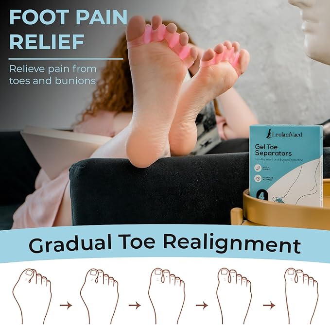 (4 Pieces) Reusable Toe Separators &