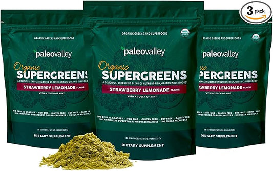Paleovalley Organic Supergreens 3 Pack, 28 Servings 23 Organic