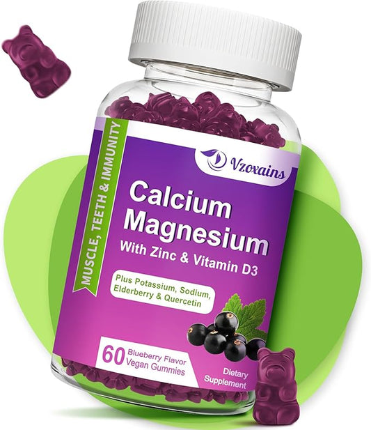 High Absorption Calcium Magnesium Zinc Gummies, D3 for 60 Cts