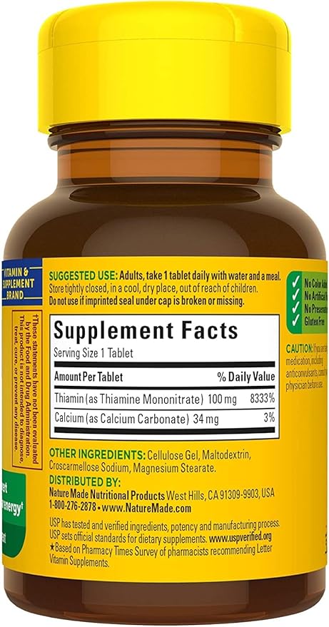 Nature Made Vitamin B-1 100 mg Tablets 100 ct, 2