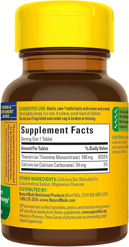 Nature Made Vitamin B-1 100 mg Tablets 100 ct, 2