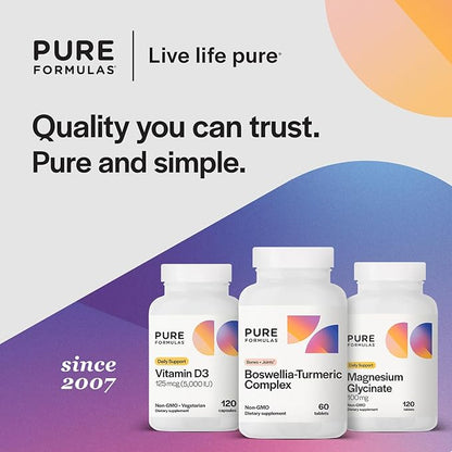 PureFormulas Boswellia Turmeric Supplements for Joint 60 Tablets