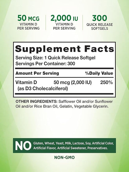 Vitamin D3 2000 IU 300 Softgels