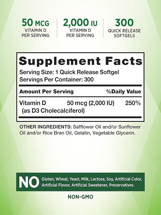Vitamin D3 2000 IU 300 Softgels