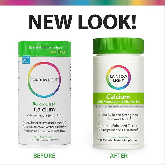 Rainbow Light Calcium With Magnesium and D3 Tablets, 180 Count