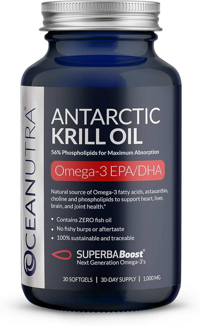 100% Pure Krill Oil 1000mg, Omega 3, Highest 56% Phospholipids,