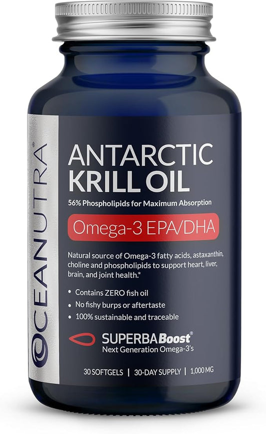 100% Pure Krill Oil 1000mg, Omega 3, Highest 56% Phospholipids,