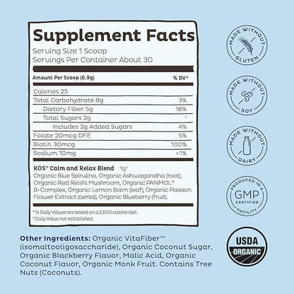 KOS Calming Blue Spirulina Blend- USDA 28 Servings