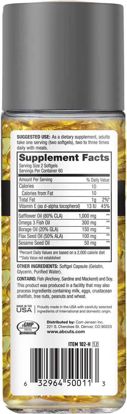 CLA Belly Fat Formula 120 Easy-to-Swallow 3 Fish