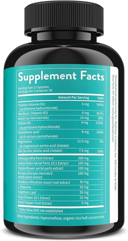 WellPath Zen Stress Relief Supplement + Mood Support (180 ct)- Calm, Stress & Energy Support | Ashwagandha Root, Rhodiola Rosea, L-Theanine, Lemon Balm | Herbal Capsules,