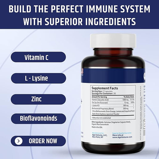 Vitamin C 1000mg Complex with L-Lysine 500mg, Zinc 12mg, Bioflavonoids 300mg. Doctor Bottles.(2)