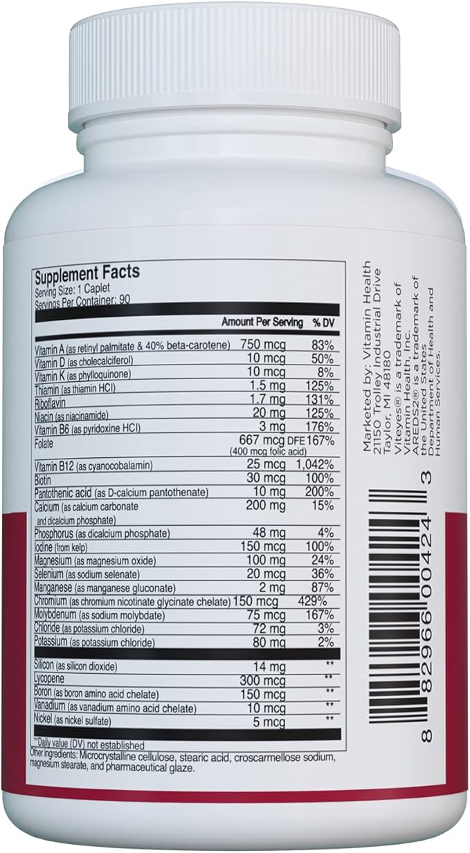 Viteyes Classic AREDS 2 Companion Multivitamin 2 Users, 90 Capsules