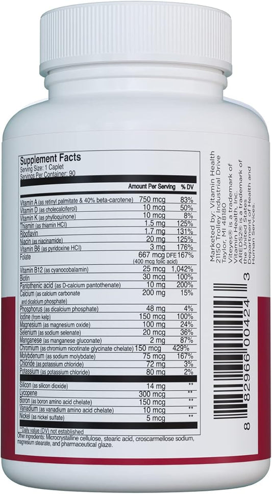 Viteyes Classic AREDS 2 Companion Multivitamin 2 Users, 90 Capsules