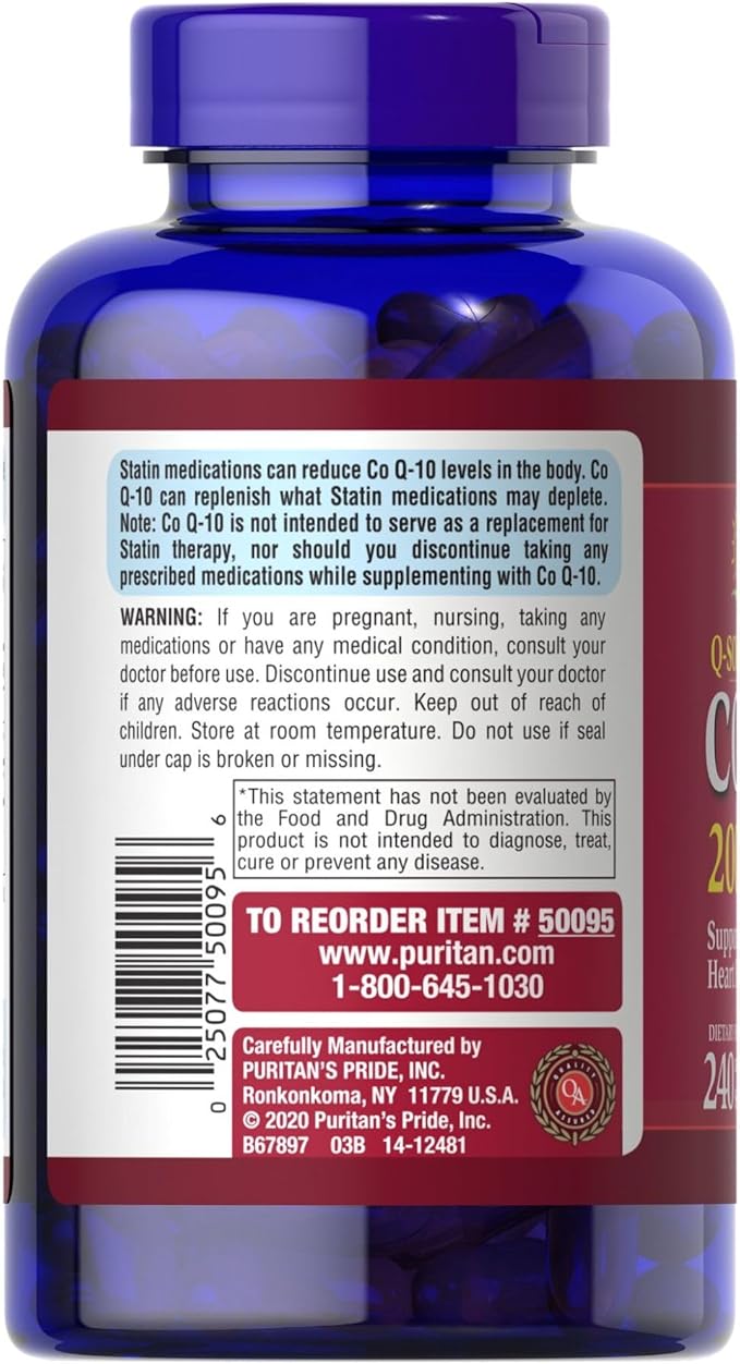 Puritan's Pride CoQ10 200mg, Supports Heart Health, 240 Rapid Release Softgels