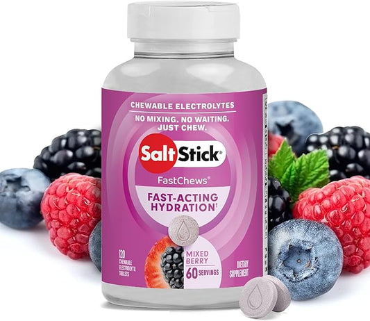SaltStick Electrolyte FastChews - Mixed Berry Chewable Electrolyte Tablets - Salt Tablets for Runners, Electrolyte Chews for Hydration - 120 Count
