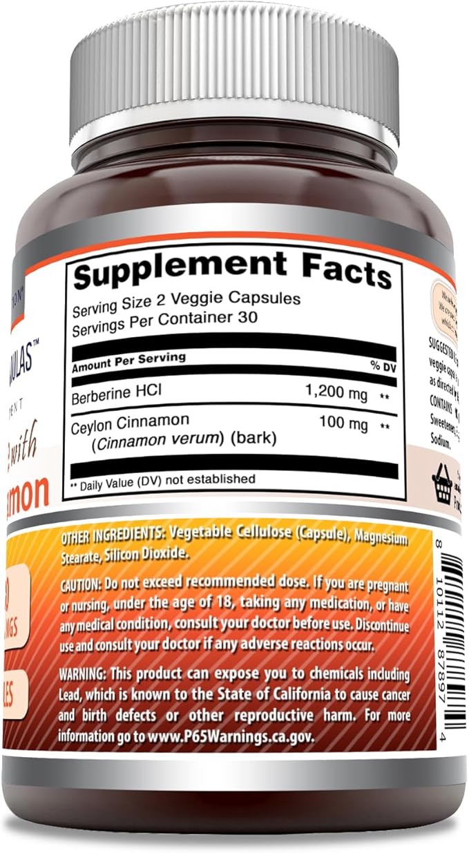 Amazing Formulas Berberine with Pure Ceylon 1200 Mg (1 Pack, 60 Count)