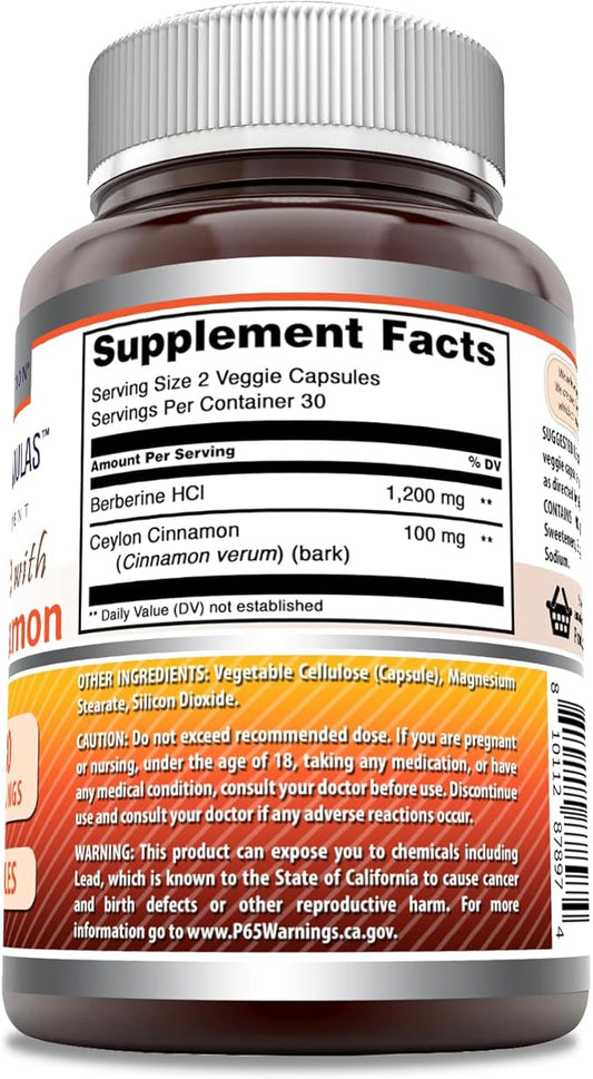 Amazing Formulas Berberine with Pure Ceylon 1200 Mg (1 Pack, 60 Count)