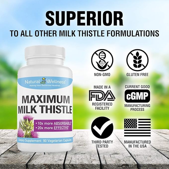 Natural Wellness Maximum Milk Thistle Liver Detox 90 Capsules,