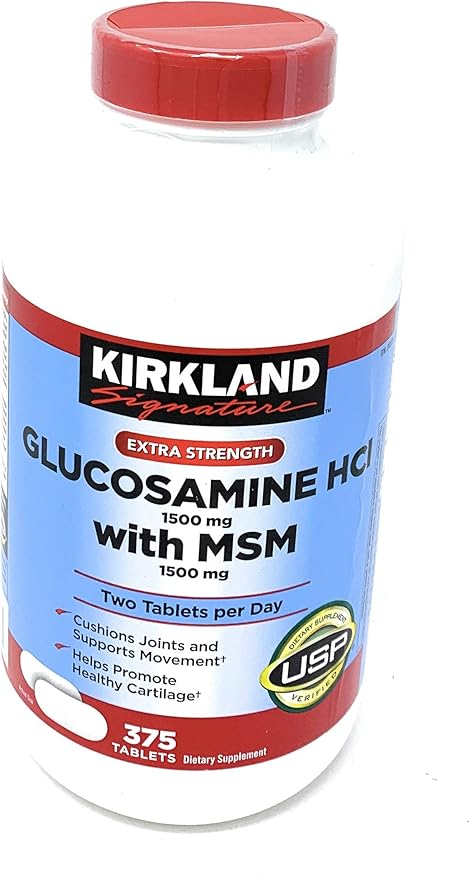 Kirkland Signature Extra Strength Glucosamine HCI 1500mg, With 1500 mg, 375-Count Tablets