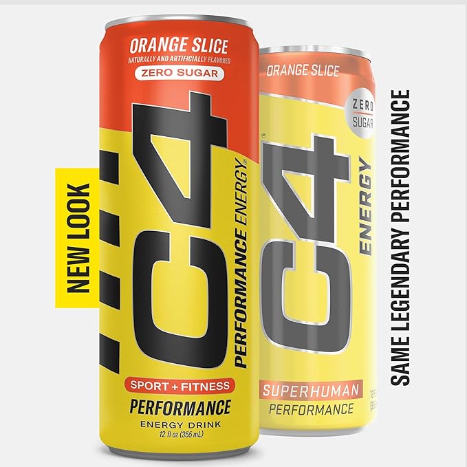 Cellucor C4 Performance Energy Drink | Zero Sugar Carbonated Preworkout Energy | 150mg Caffeine with Beta Alanine | Orange Slice | 12 Fl Oz (12 Pack)